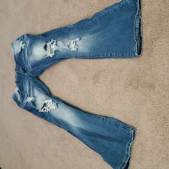 Flamingo L ripped flare jeans fade outs and whiskering - Picture 3 of 8